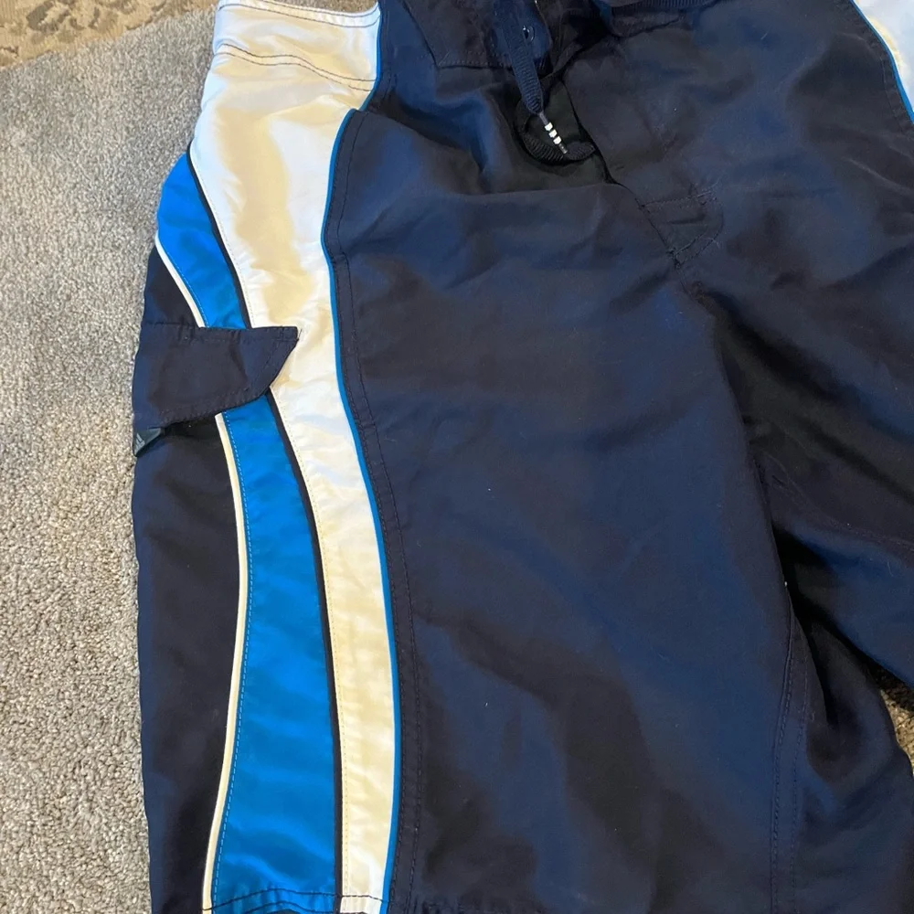 Men’s Adidas Swim Trunks Size 34 Black Blue White‎ - Picture 2 of 9